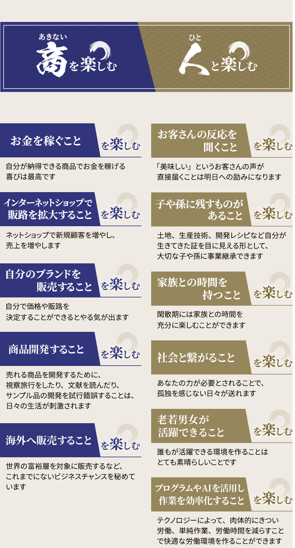 商を楽しむ・人と楽しむ